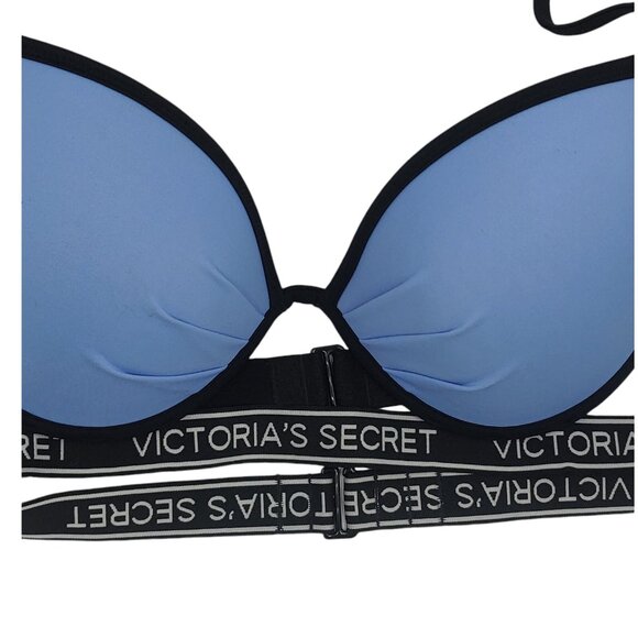 Victoria's Secret Swim Bikini Top Women's Size 36C Blue Logo Strap Halter - Picture 4 of 7